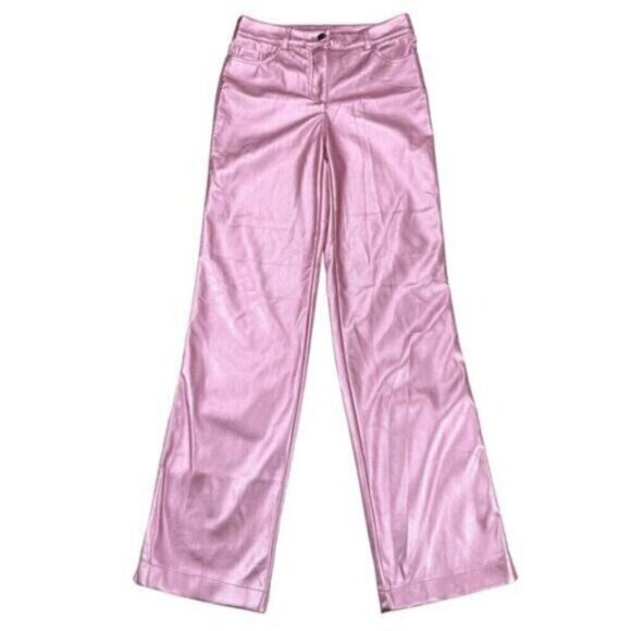 House Of Harlow Pink Metallic Faux Leather Pants Size 2 - Picture 2 of 6